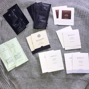 Monat skincare and haircare sample products